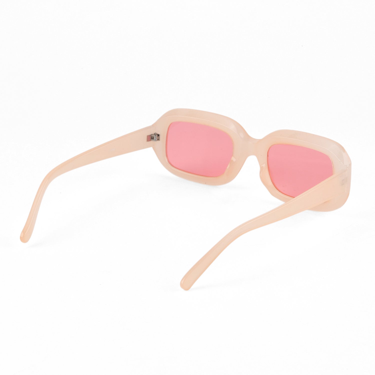 Retro Thick-Frame UV400 Protective Light Peach Rectangle Sunglasses with the Box- Peach 8556684 5