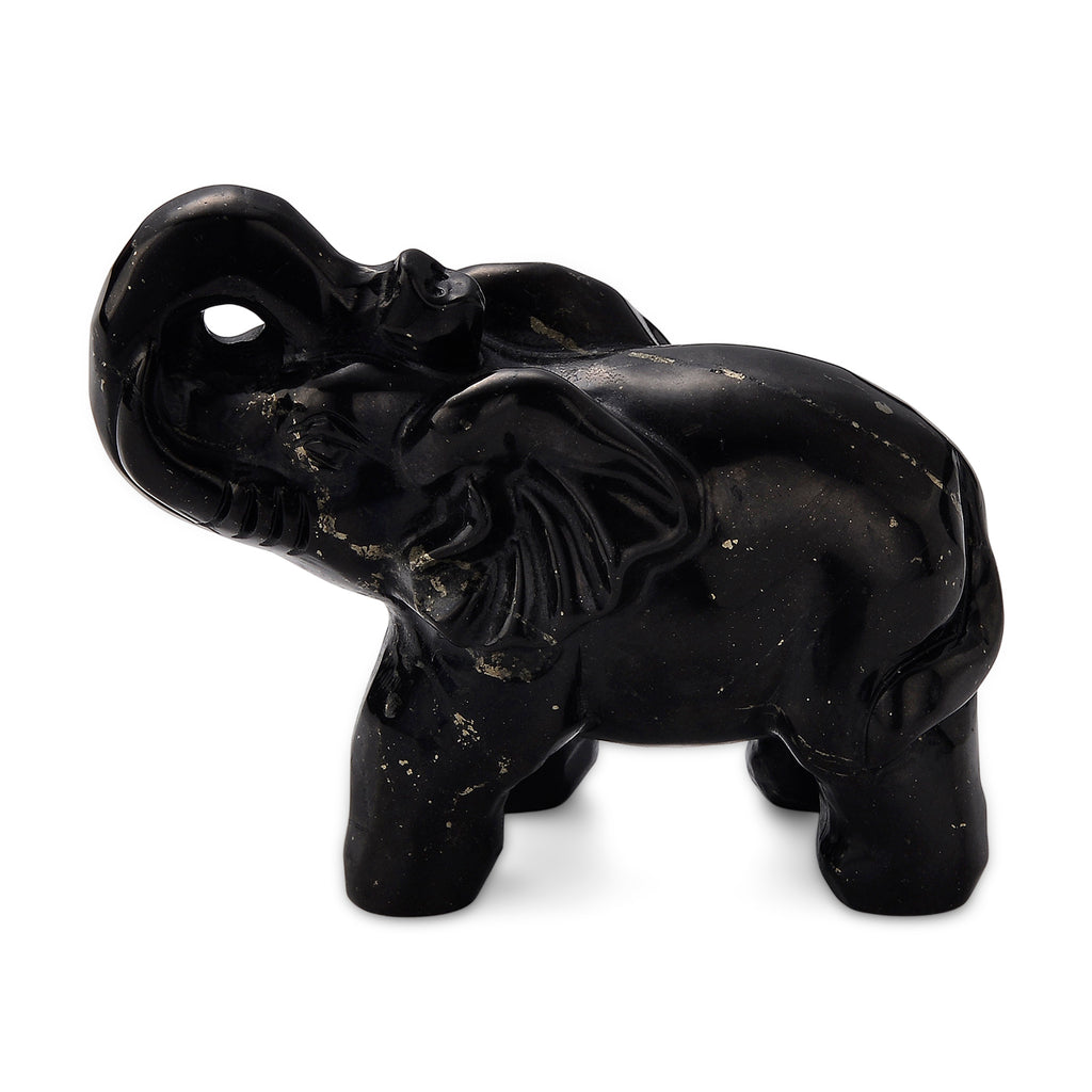 Natural Shungite Curved Elephant Symbolizing Wisdom, Strength, Protection & Good Luck 575.00 Ct._8556685
