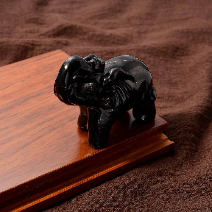 Natural Shungite Curved Elephant Symbolizing Wisdom, Strength, Protection &amp; Good Luck 575.00 Ct. 8556685 2