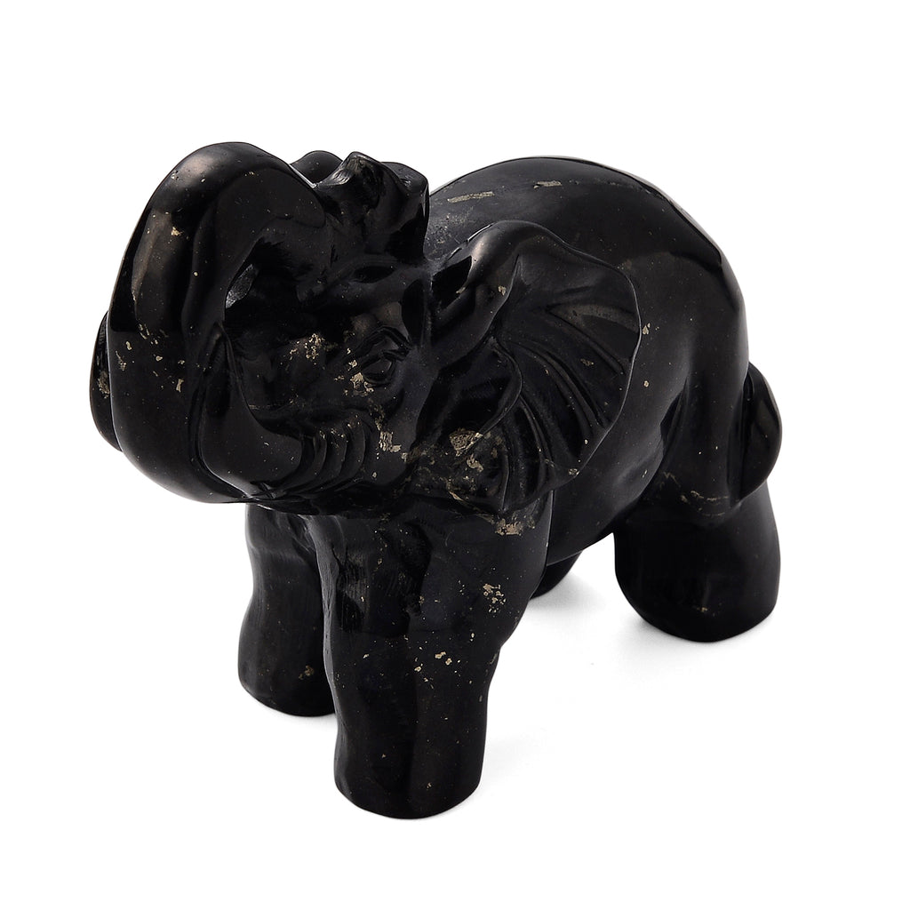 Natural Shungite Curved Elephant Symbolizing Wisdom, Strength, Protection & Good Luck 575.00 Ct._8556685_2