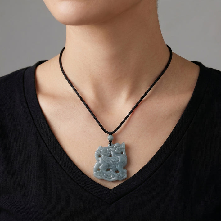 Natural Olmec Jade Adjustable Mythical Creature Necklace (Size - 28) 83.00 Ct. 8556714 2