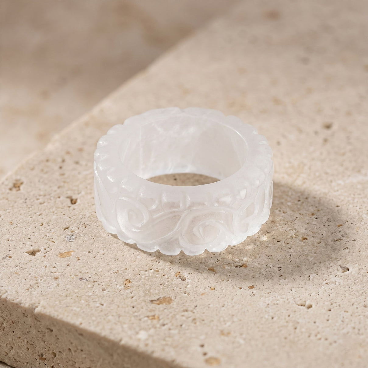 Natural White Jade Band Ring 38.00 Ct. V32354693 3
