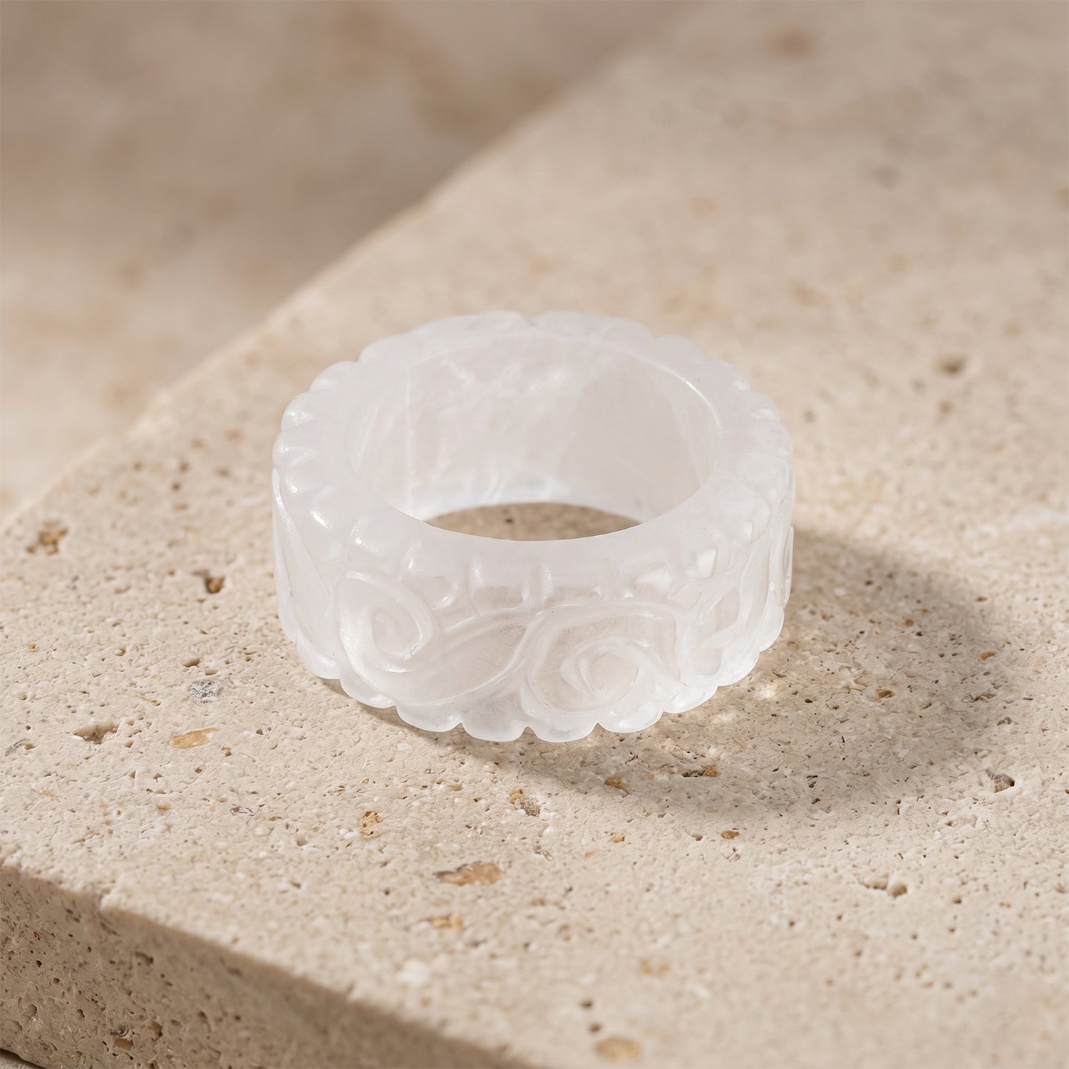 Natural White Jade Band Ring 38.00 Ct. V32362529 3