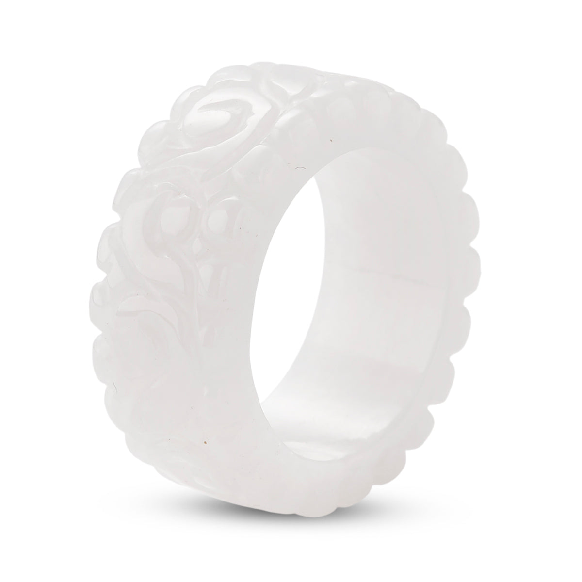 Natural White Jade Band Ring 38.00 Ct. V32516529 4