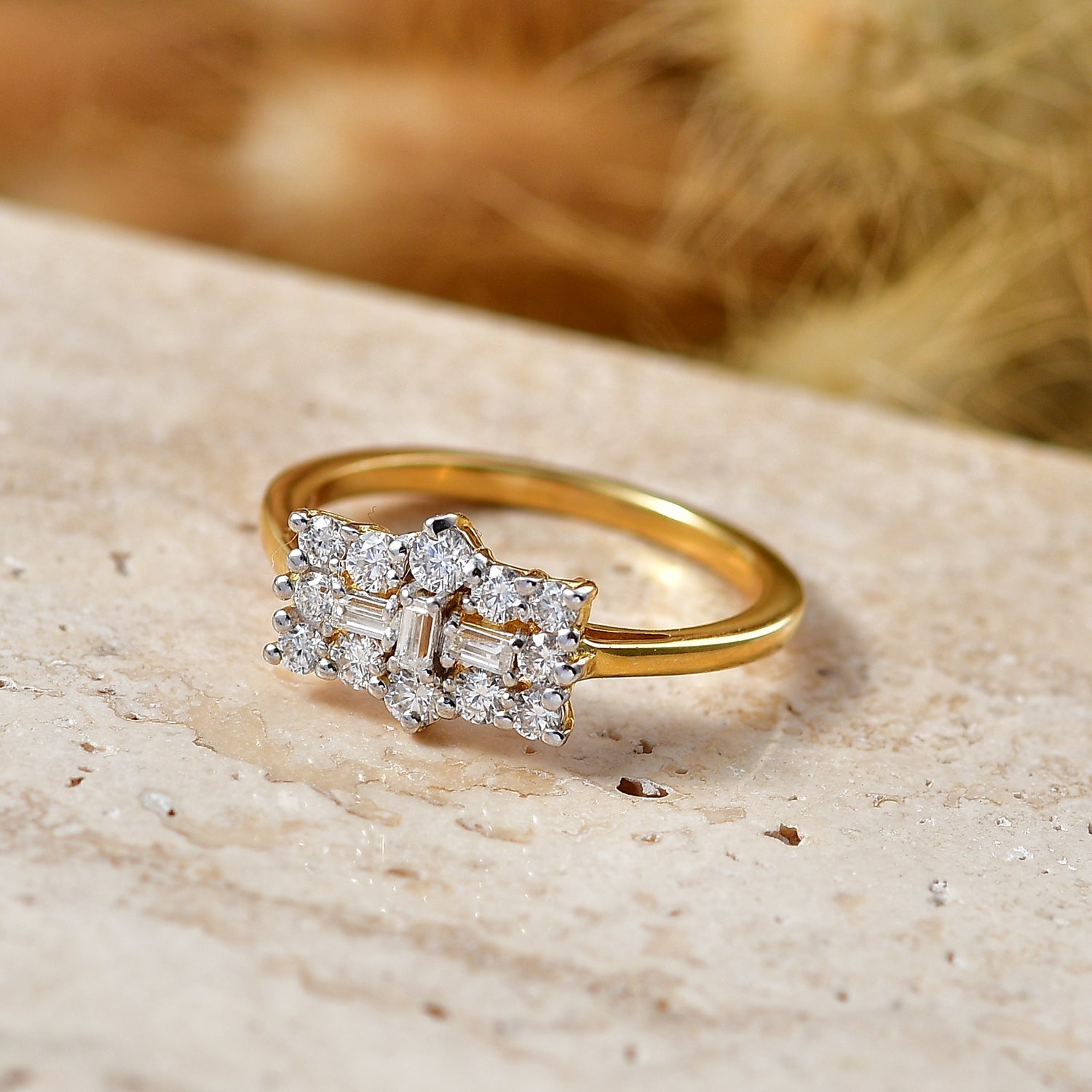 Royal Bali Collection - D'Joy Moissanite Boat Ring in 18K Vermeil Yellow Gold Plated Sterling Silver V32366935 3