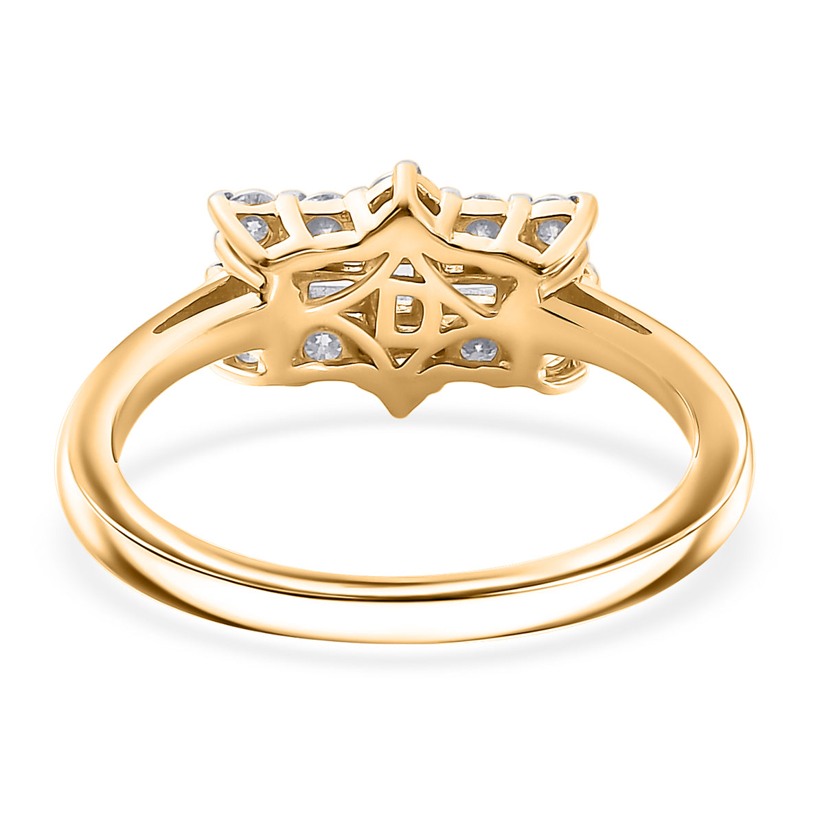 Royal Bali Collection - D'Joy Moissanite Boat Ring in 18K Vermeil Yellow Gold Plated Sterling Silver V32366935 5