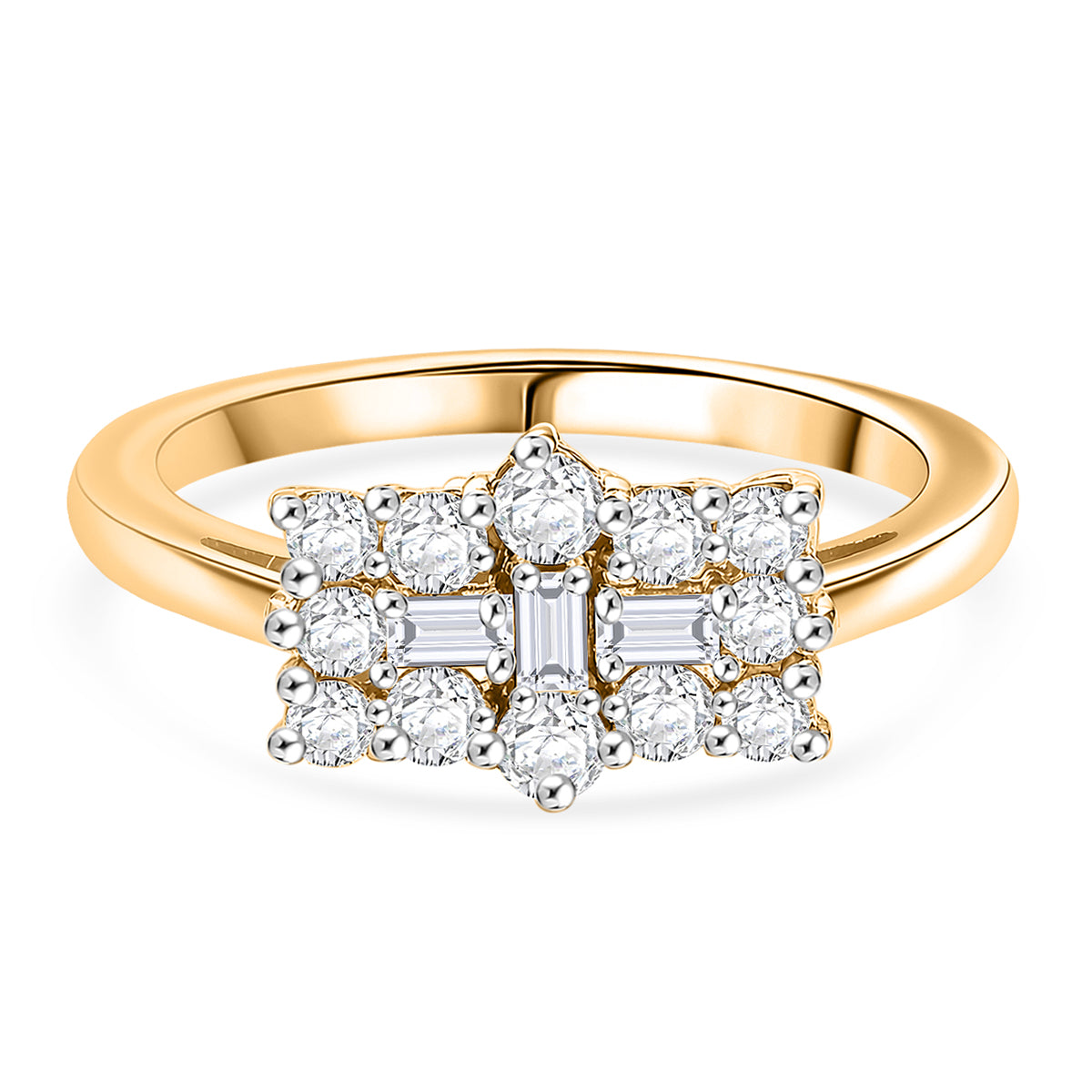 Royal Bali Collection - D'Joy Moissanite Boat Ring in 18K Vermeil Yellow Gold Plated Sterling Silver V32366996 0