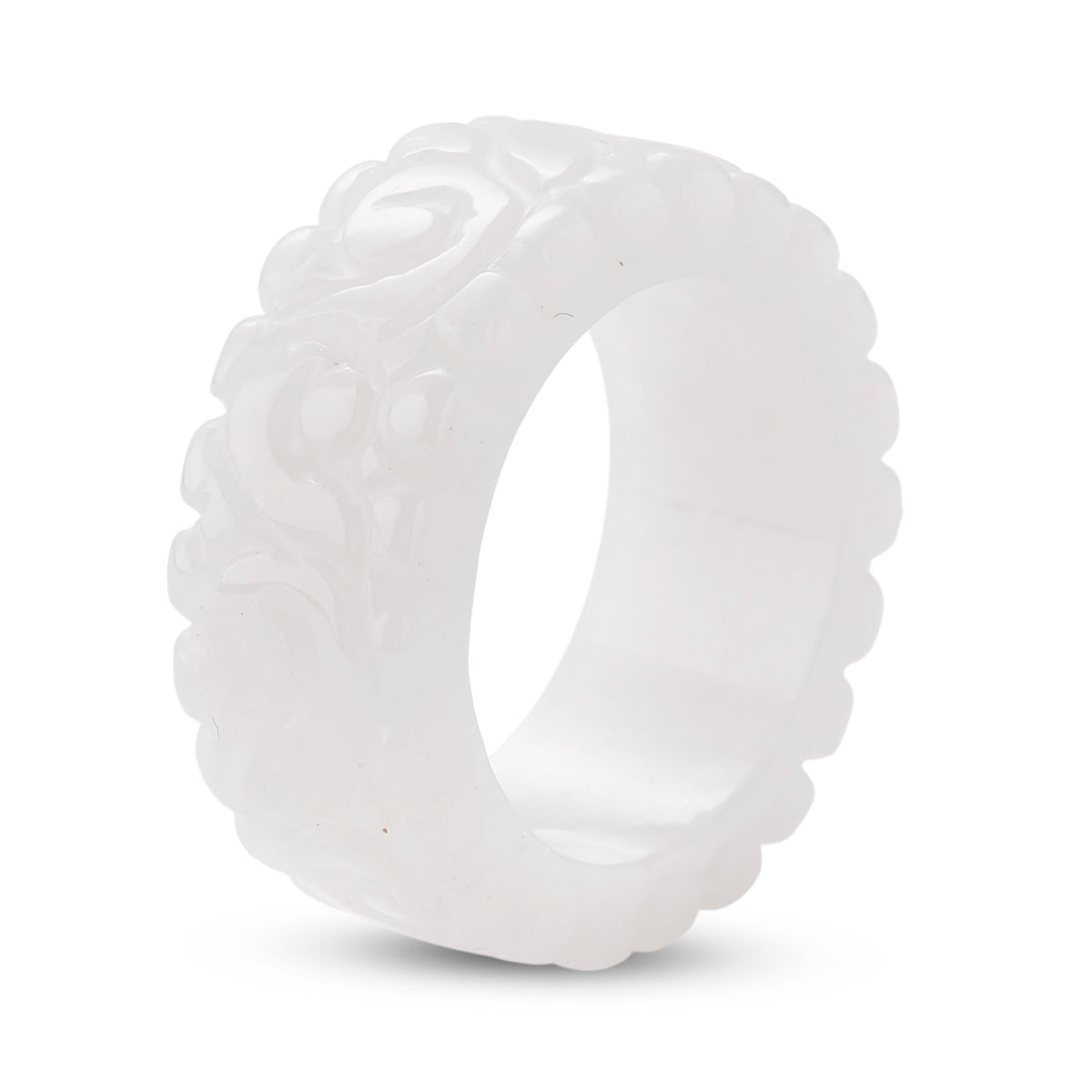 Natural White Jade Band Ring 38.00 Ct. V32361368 4