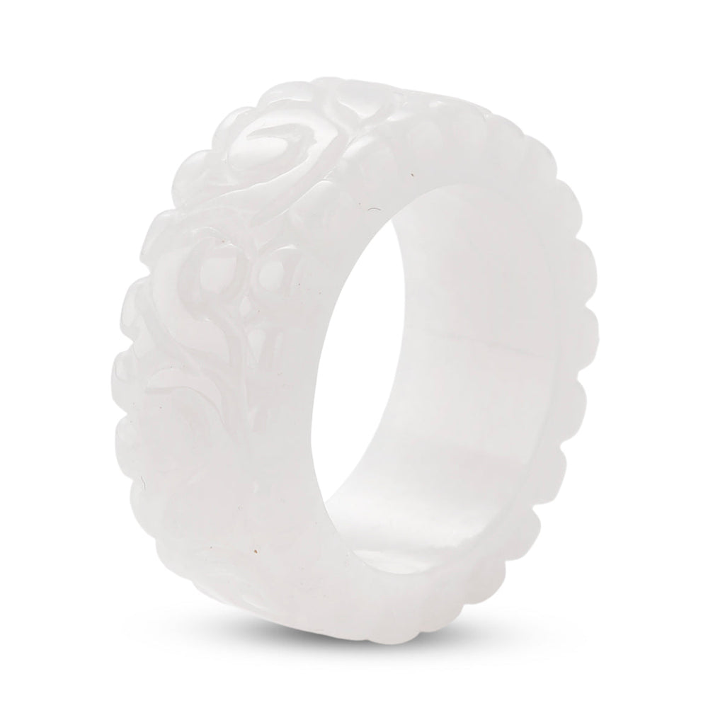 Natural White Jade Band Ring 38.00 Ct.