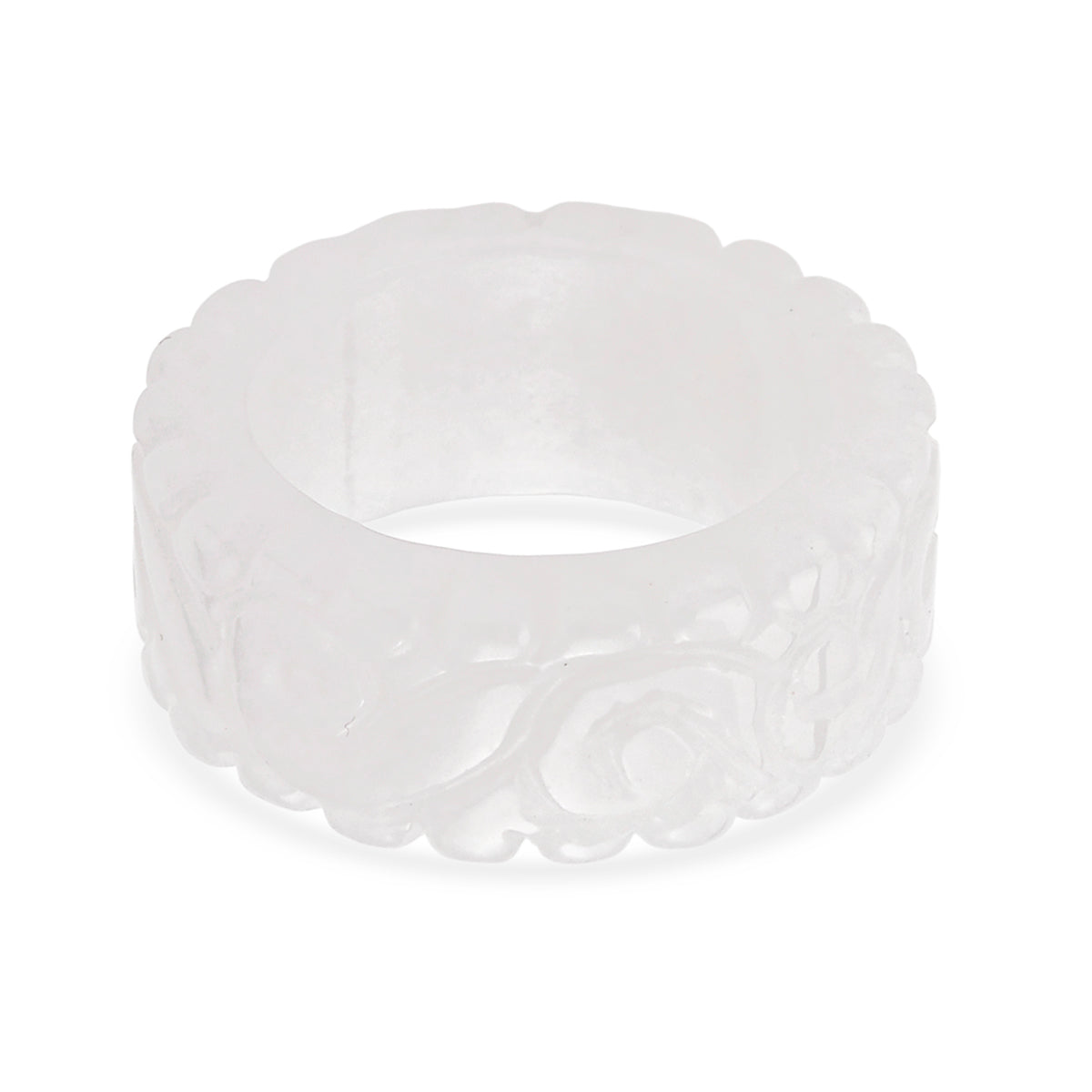 Natural White Jade Band Ring 38.00 Ct. V32363586 0