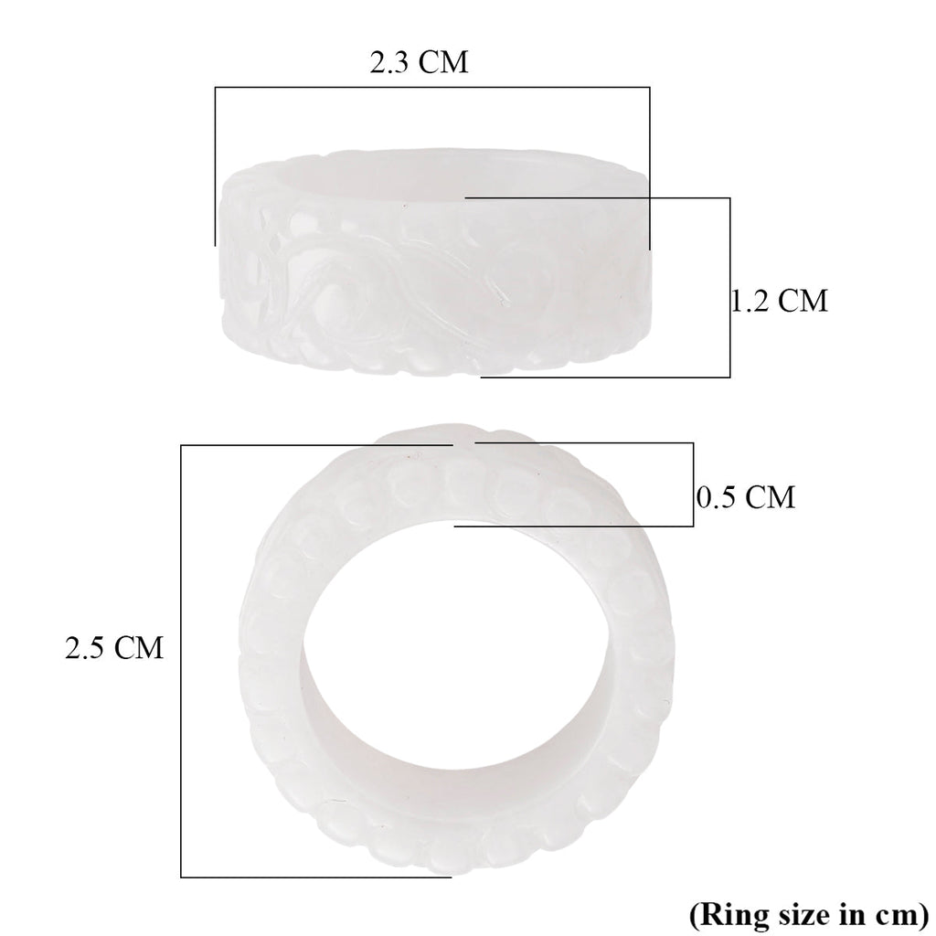 Natural White Jade Band Ring 38.00 Ct.