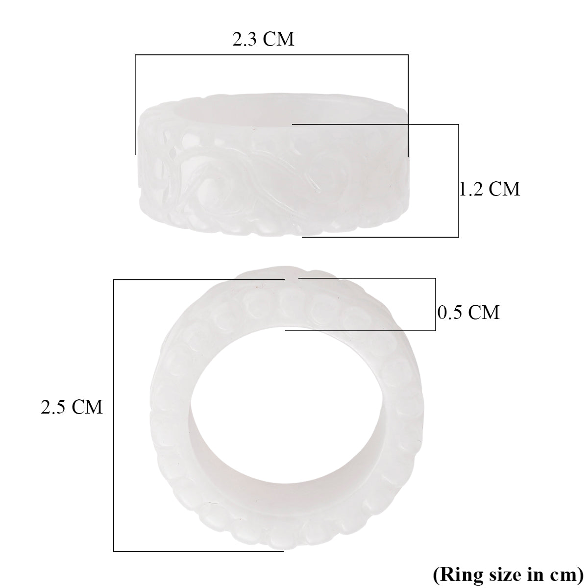 Natural White Jade Band Ring 38.00 Ct. V32350560 5