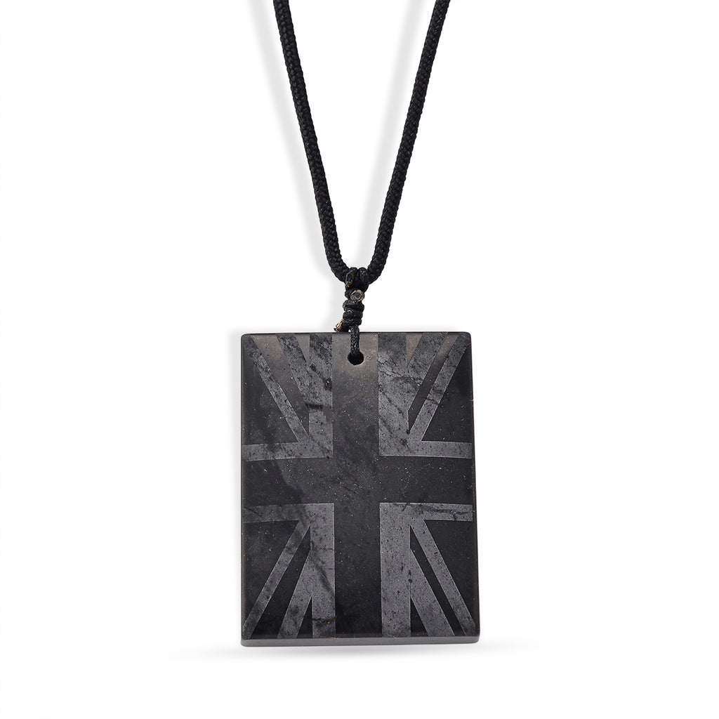 Natural Shungite Adjustable Union Jack design Necklace (Size - 28) 90.00 Ct._8556750