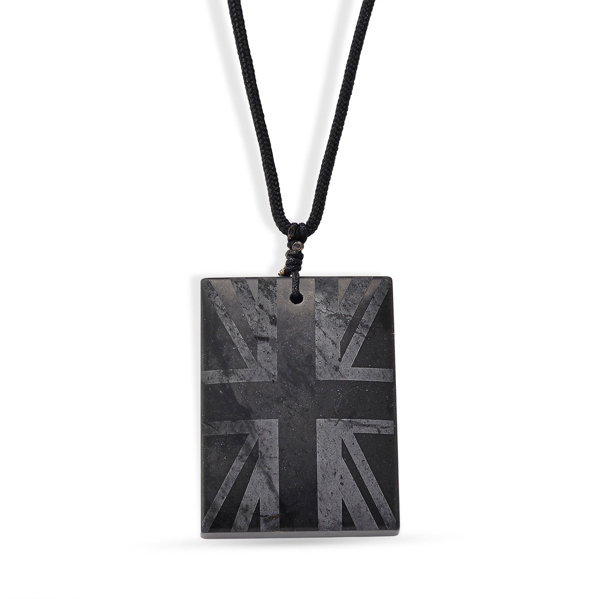 Natural Shungite Adjustable Union Jack design Necklace (Size - 28) 90.00 Ct. 8556750 0