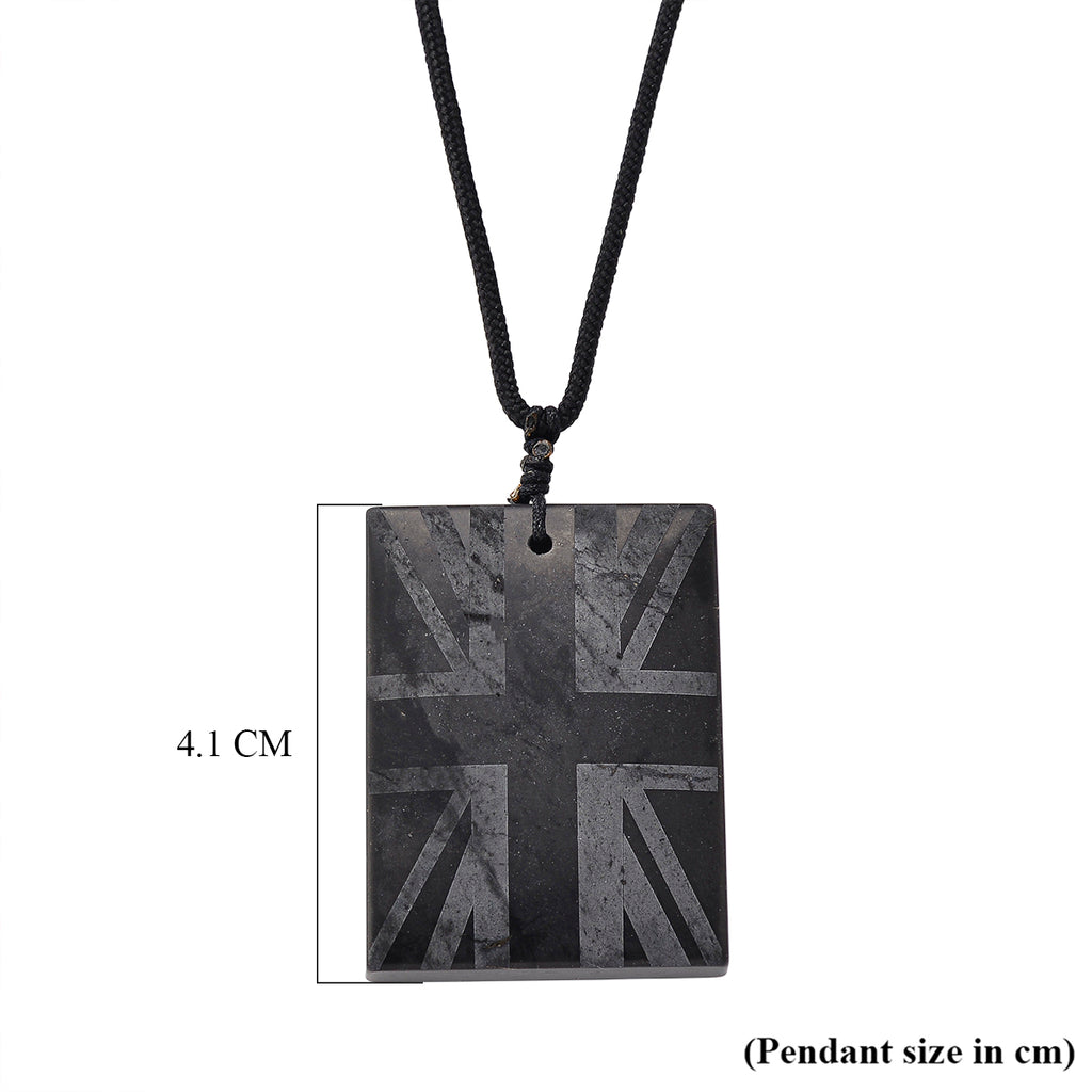Natural Shungite Adjustable Union Jack design Necklace (Size - 28) 90.00 Ct._8556750_6