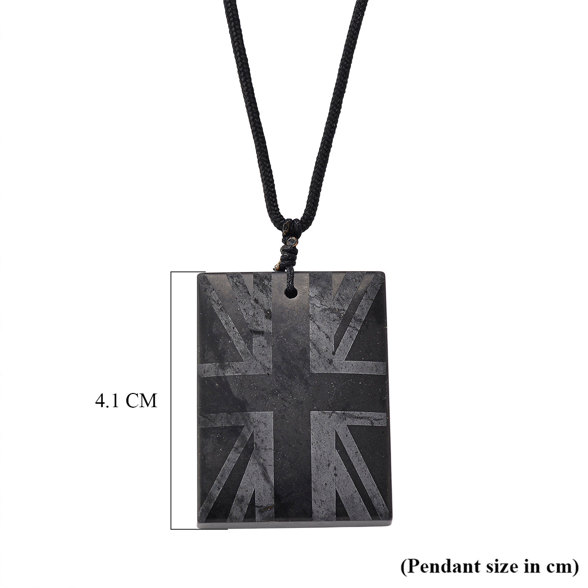 Natural Shungite Adjustable Union Jack design Necklace (Size - 28) 90.00 Ct. 8556750 7