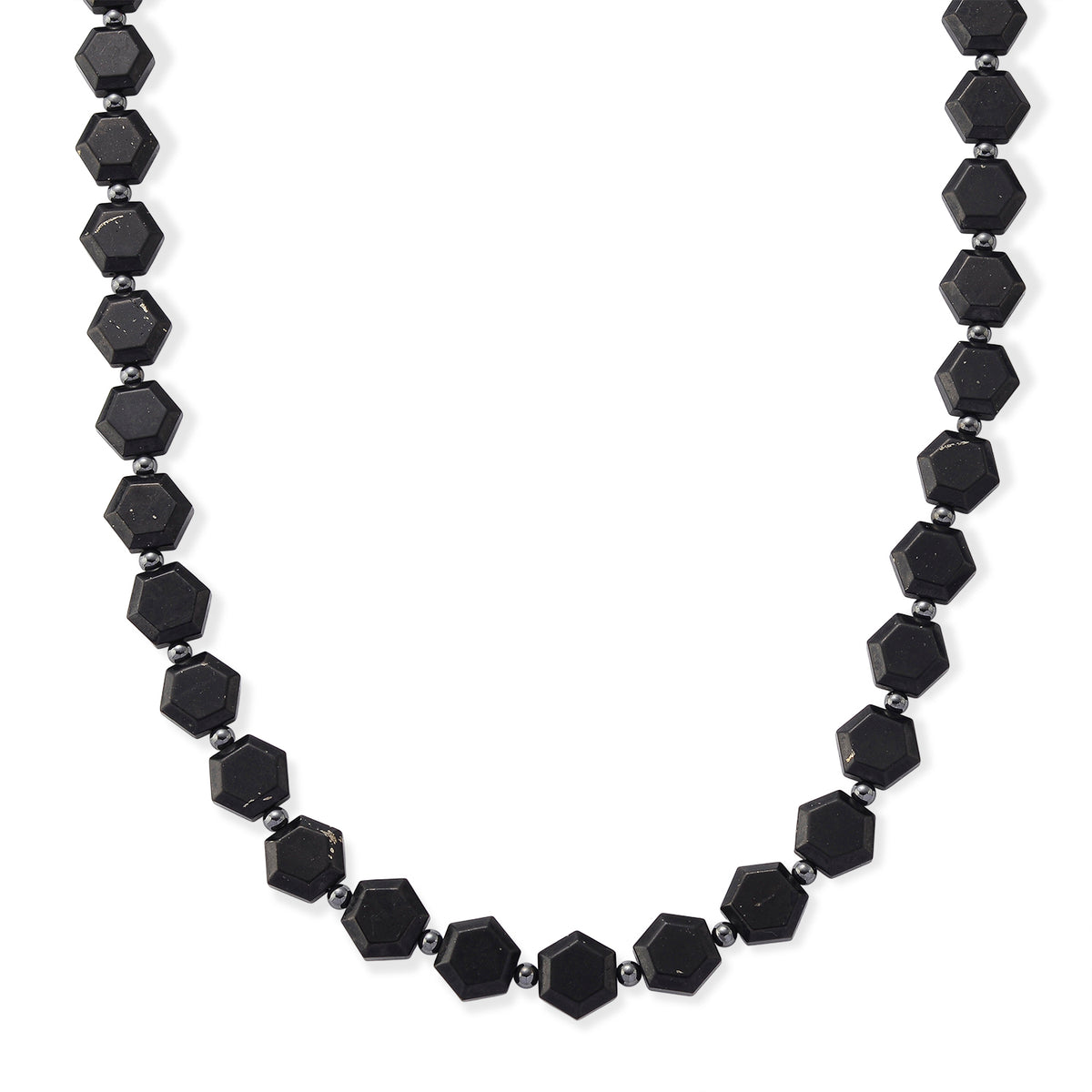 Shungite &amp; Hematite Beads Necklace (Size - 20) with Magnetic Clasp 280.00 Ct. 8556751 0