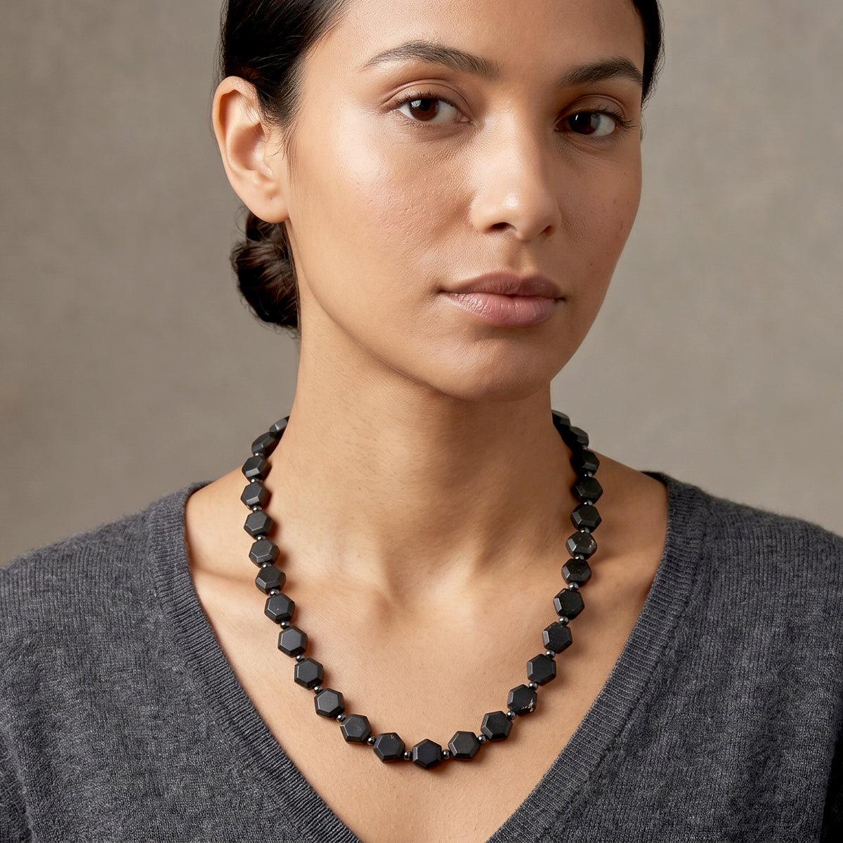 Shungite &amp; Hematite Beads Necklace (Size - 20) with Magnetic Clasp 280.00 Ct. 8556751 2
