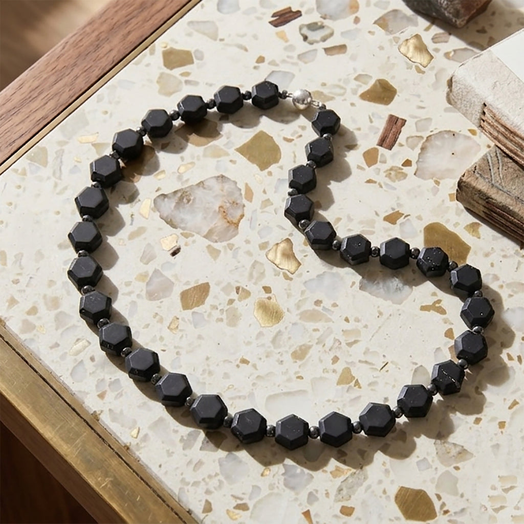 Shungite & Hematite Beads Necklace (Size - 20) with Magnetic Clasp 280.00 Ct._8556751_2