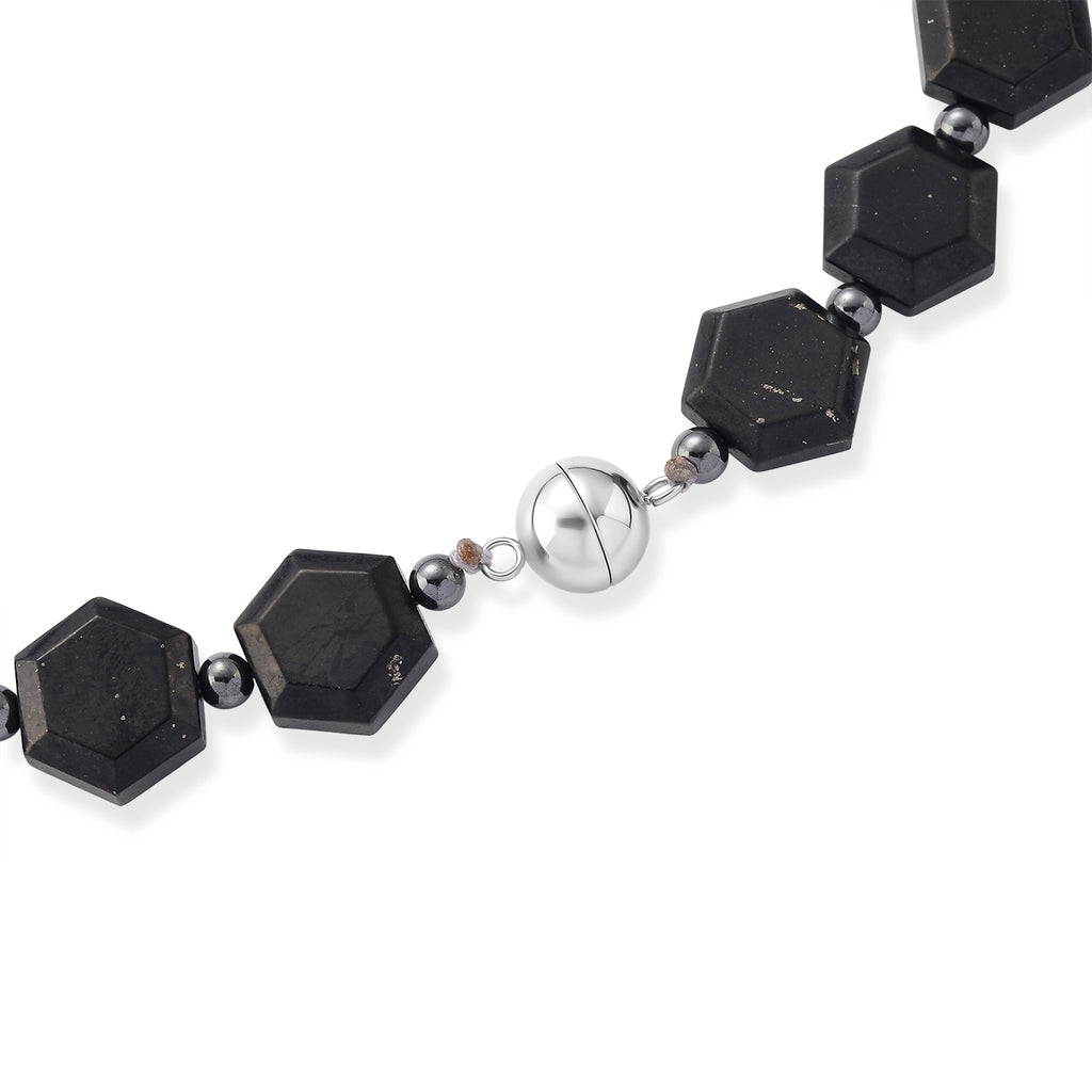 Shungite & Hematite Beads Necklace (Size - 20) with Magnetic Clasp 280.00 Ct._8556751_4
