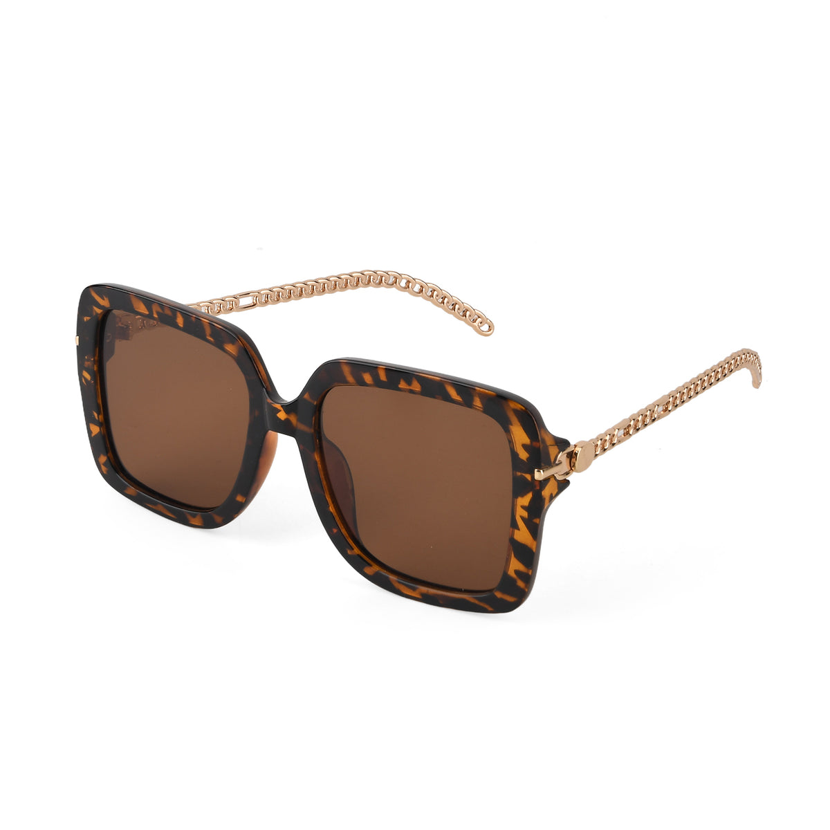 Trendy Oversized Square UV400 Polarised Sunglasse - Leopard Brown V32610226 0