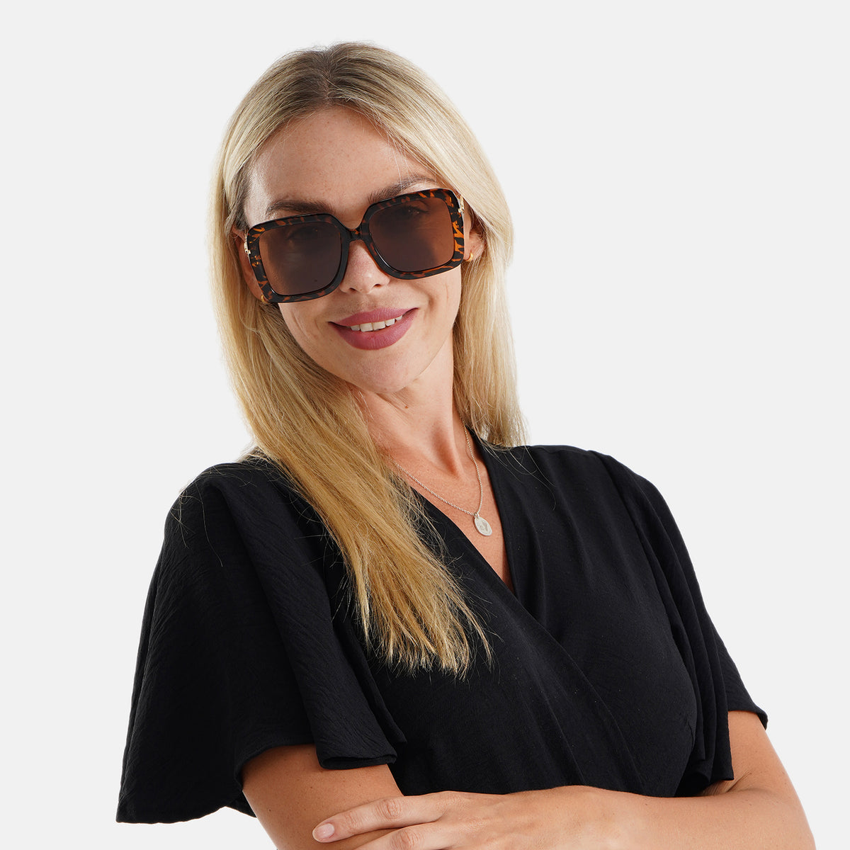 Trendy Oversized Square UV400 Polarised Sunglasse - Leopard Brown V32610226 3