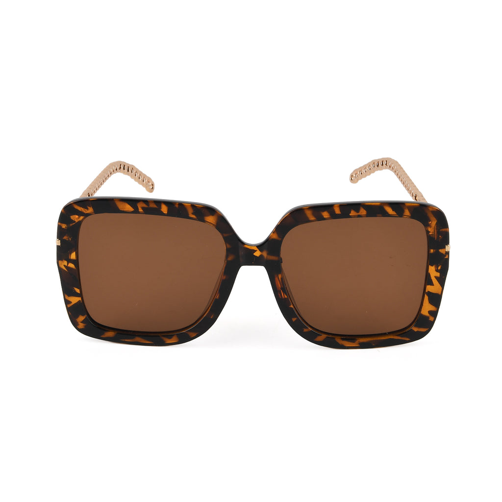 Trendy Oversized Square UV400 Polarised Sunglasse - Leopard Brown_8556779_4