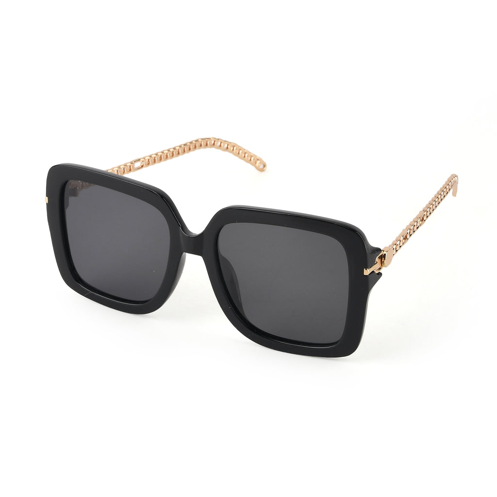 Trendy Oversized Square UV400 Polarised Sunglasse - Black_8556780