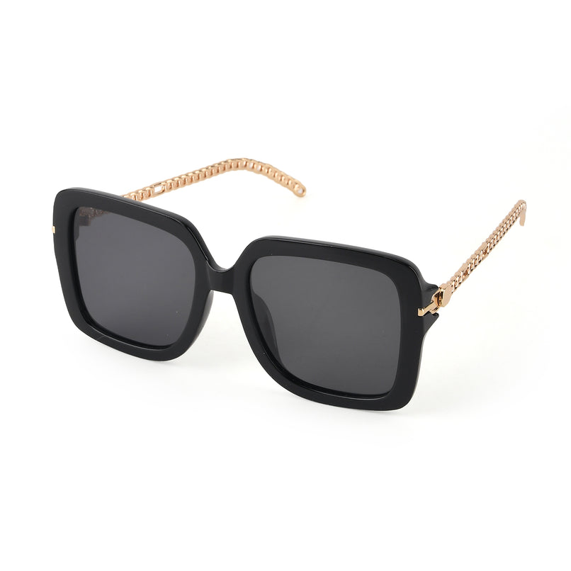 Trendy Oversized Square UV400 Polarised Sunglasse - Black_8556780