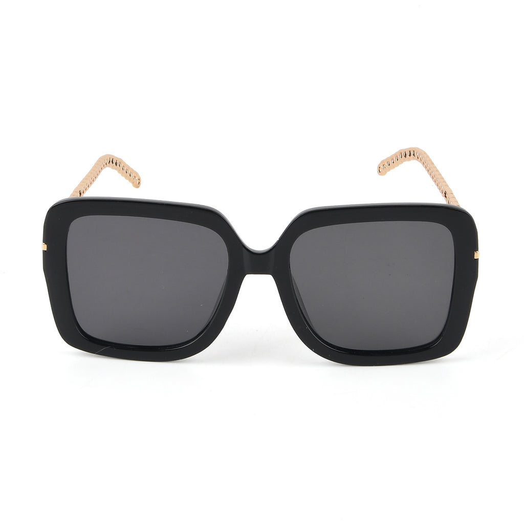 Trendy Oversized Square UV400 Polarised Sunglasse - Black_8556780_4