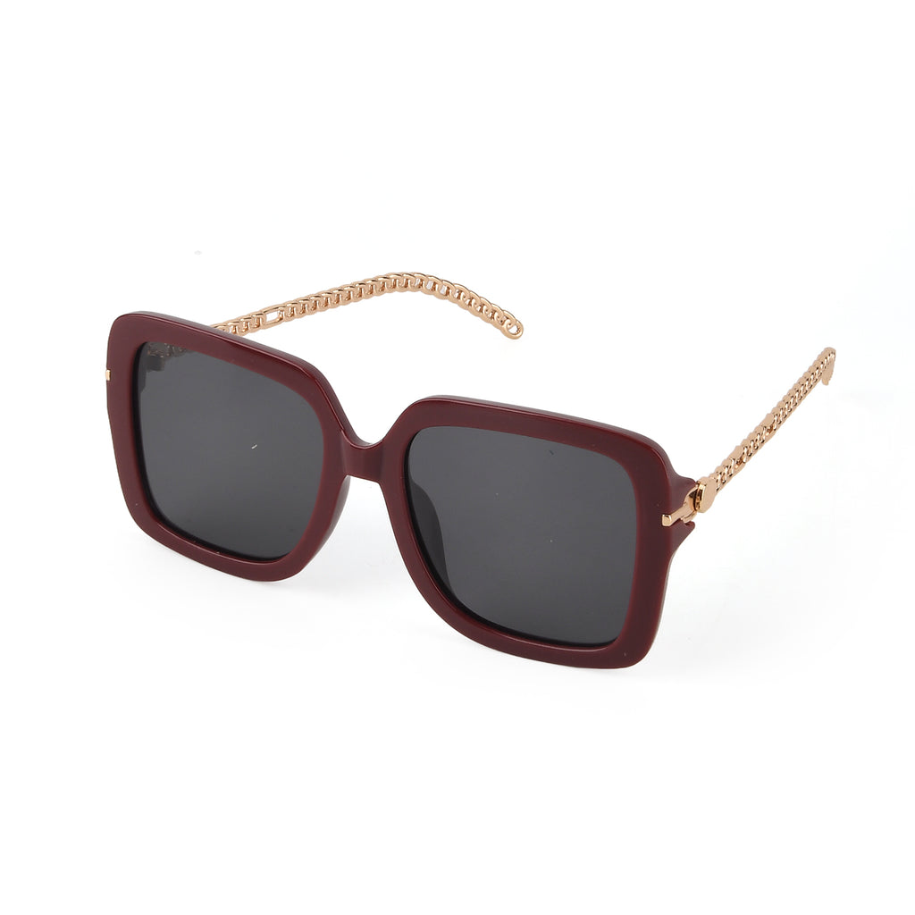 Trendy Oversized Square UV400 Polarised Sunglasse - Maroon_8556781