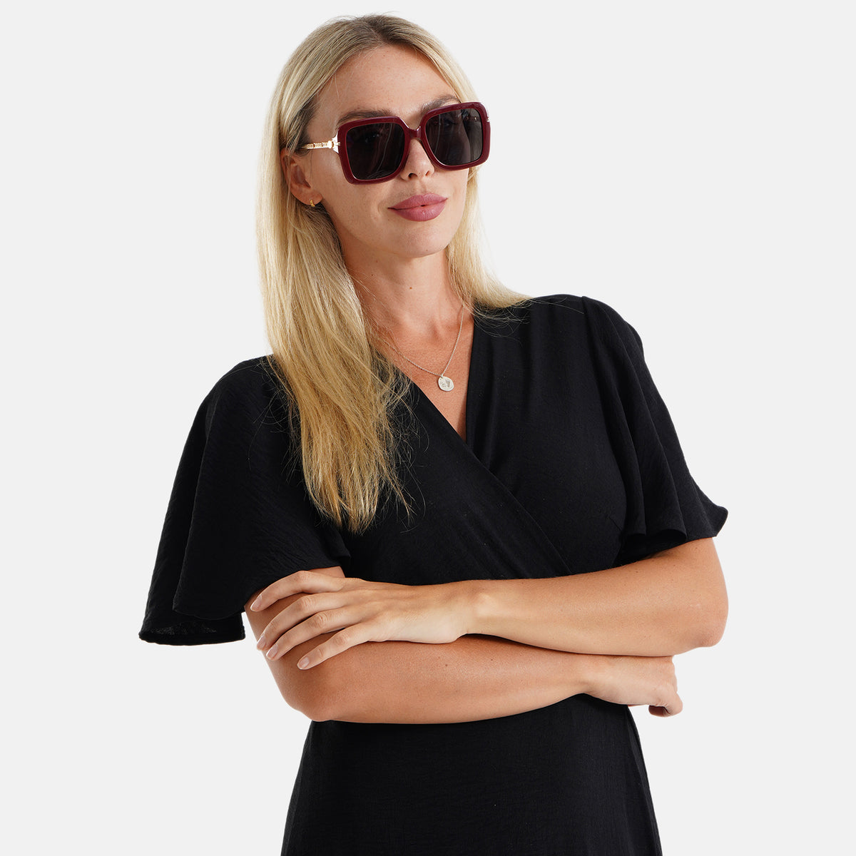 Trendy Oversized Square UV400 Polarised Sunglasse - Maroon 8556781 2
