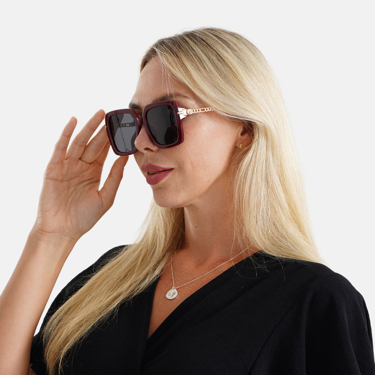 Trendy Oversized Square UV400 Polarised Sunglasse - Maroon 8556781 4