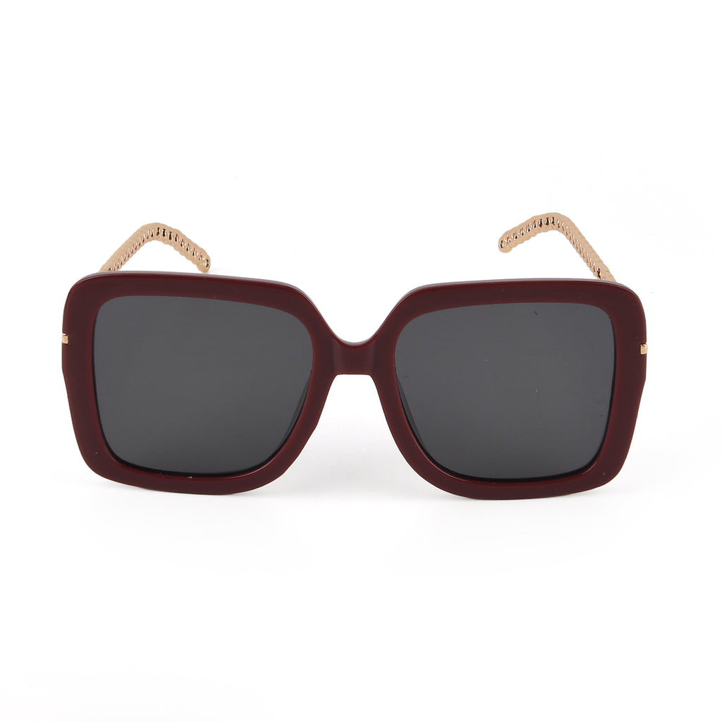 Trendy Oversized Square UV400 Polarised Sunglasse - Maroon_8556781_4