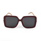 Trendy Oversized Square UV400 Polarised Sunglasse - Maroon_8556781_4