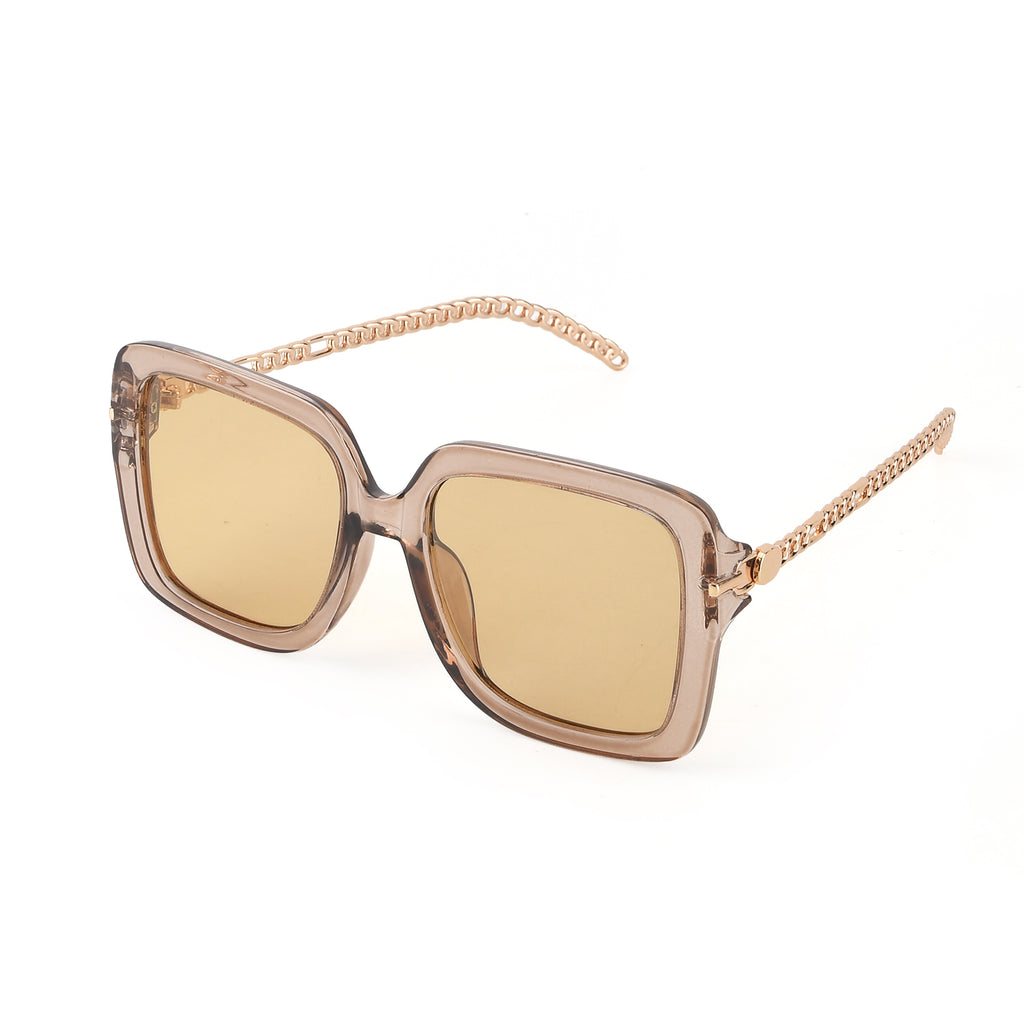 Trendy Oversized Square UV400 Polarised Sunglasse - Light Gold_8556782