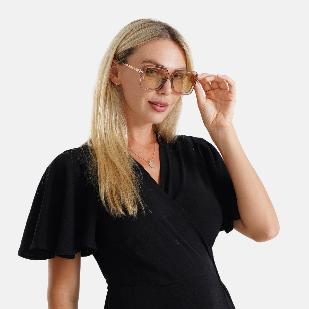 Trendy Oversized Square UV400 Polarised Sunglasse - Light Gold V32609842 1