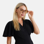 Trendy Oversized Square UV400 Polarised Sunglasse - Light Gold_8556782_1