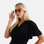 Trendy Oversized Square UV400 Polarised Sunglasse - Light Gold_8556782_2