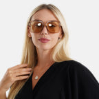 Trendy Oversized Square UV400 Polarised Sunglasse - Light Gold_8556782_3
