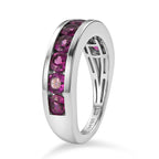 D'Joy - Radiant Ember Garnet Half Eternity Band Ring in Rhodium Overlay Sterling Silver 2.03 Ct._8557002_3