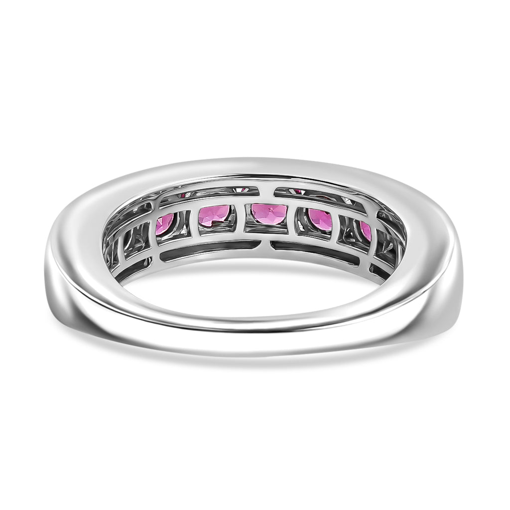 D'Joy - Radiant Ember Garnet Half Eternity Band Ring in Rhodium Overlay Sterling Silver 2.03 Ct._8557002_4