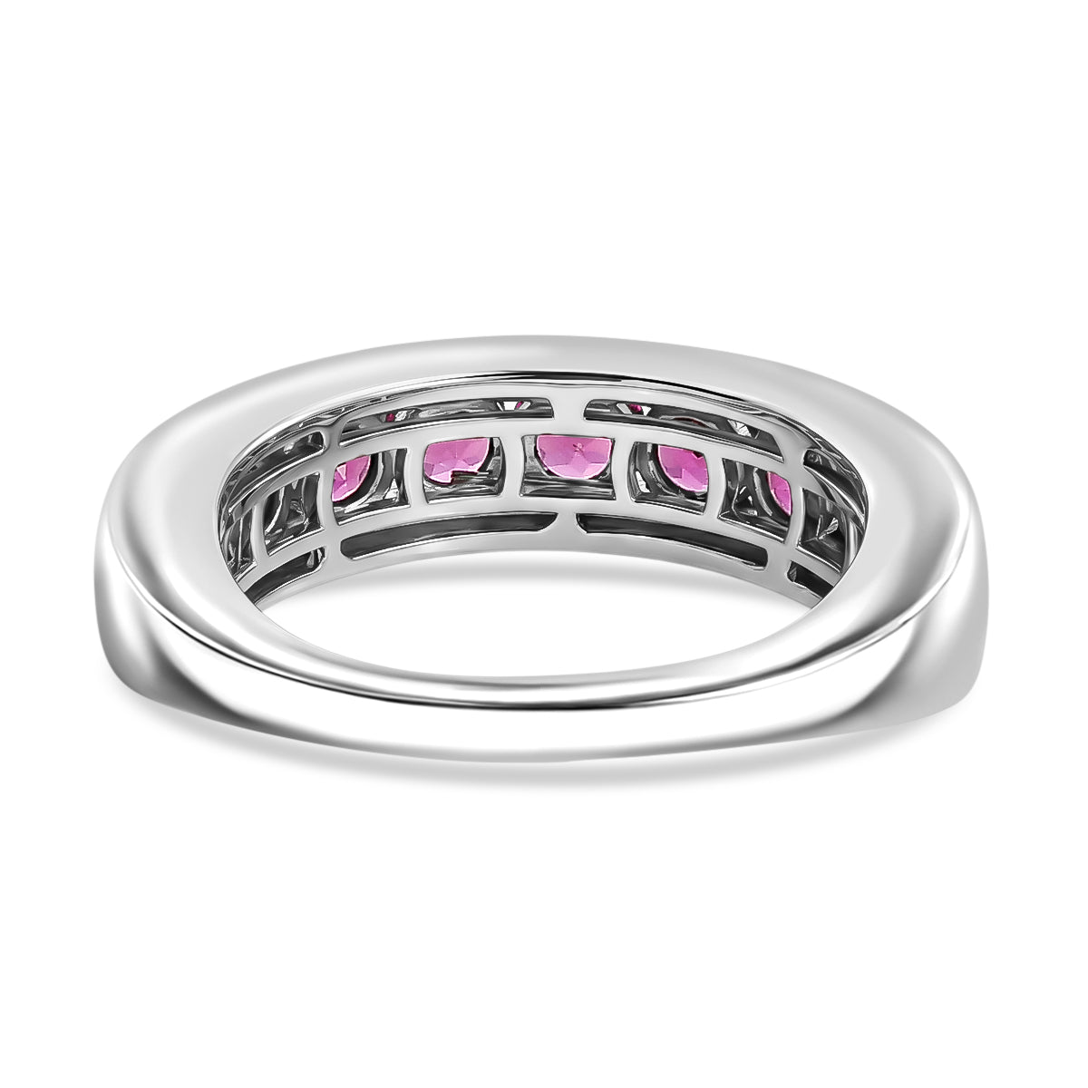 D'Joy - Radiant Ember Garnet Half Eternity Band Ring in Rhodium Overlay Sterling Silver 2.03 Ct. V32524320 5
