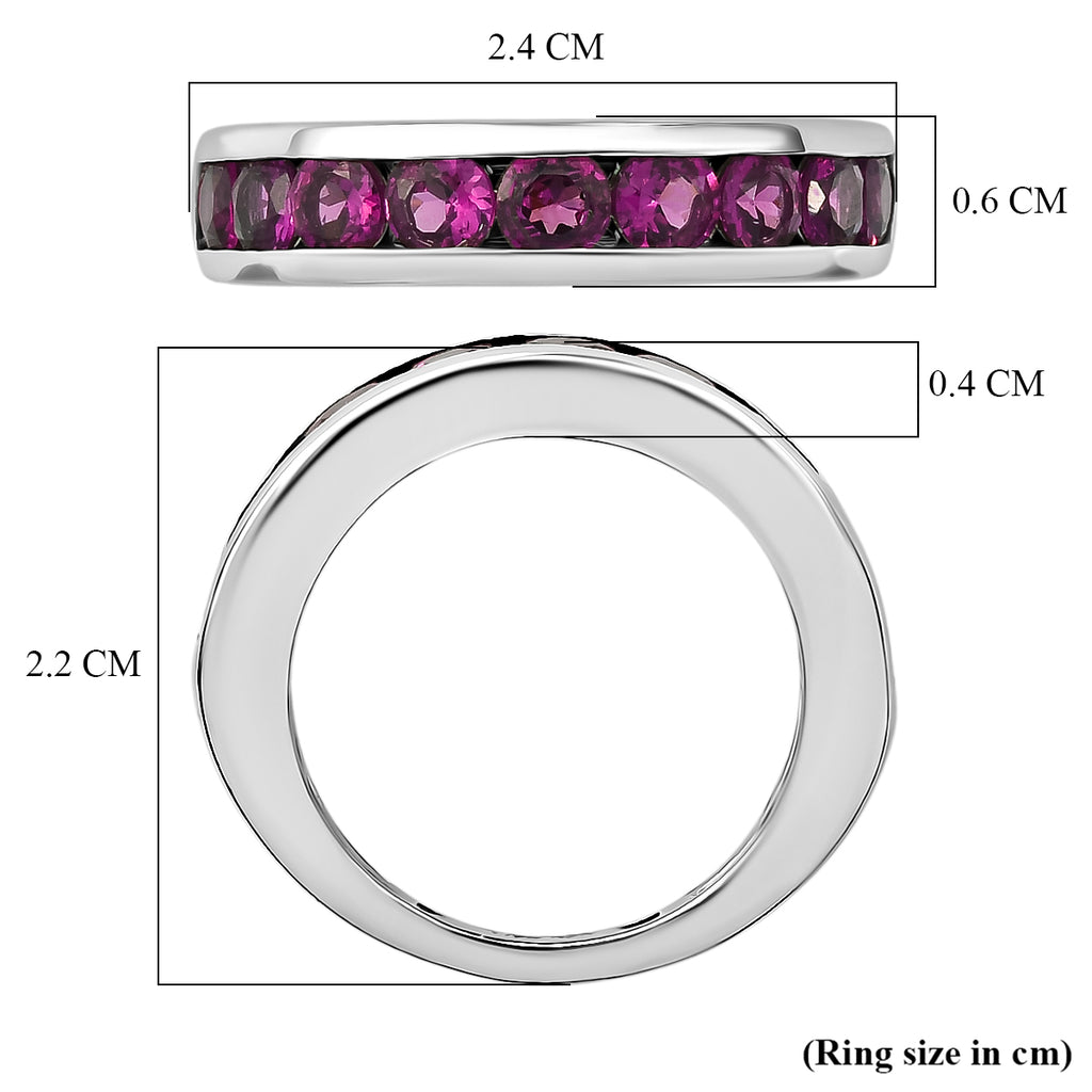 D'Joy - Radiant Ember Garnet Half Eternity Band Ring in Rhodium Overlay Sterling Silver 2.03 Ct._8557002_5