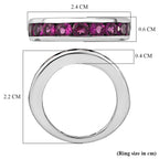 D'Joy - Radiant Ember Garnet Half Eternity Band Ring in Rhodium Overlay Sterling Silver 2.03 Ct._8557002_5