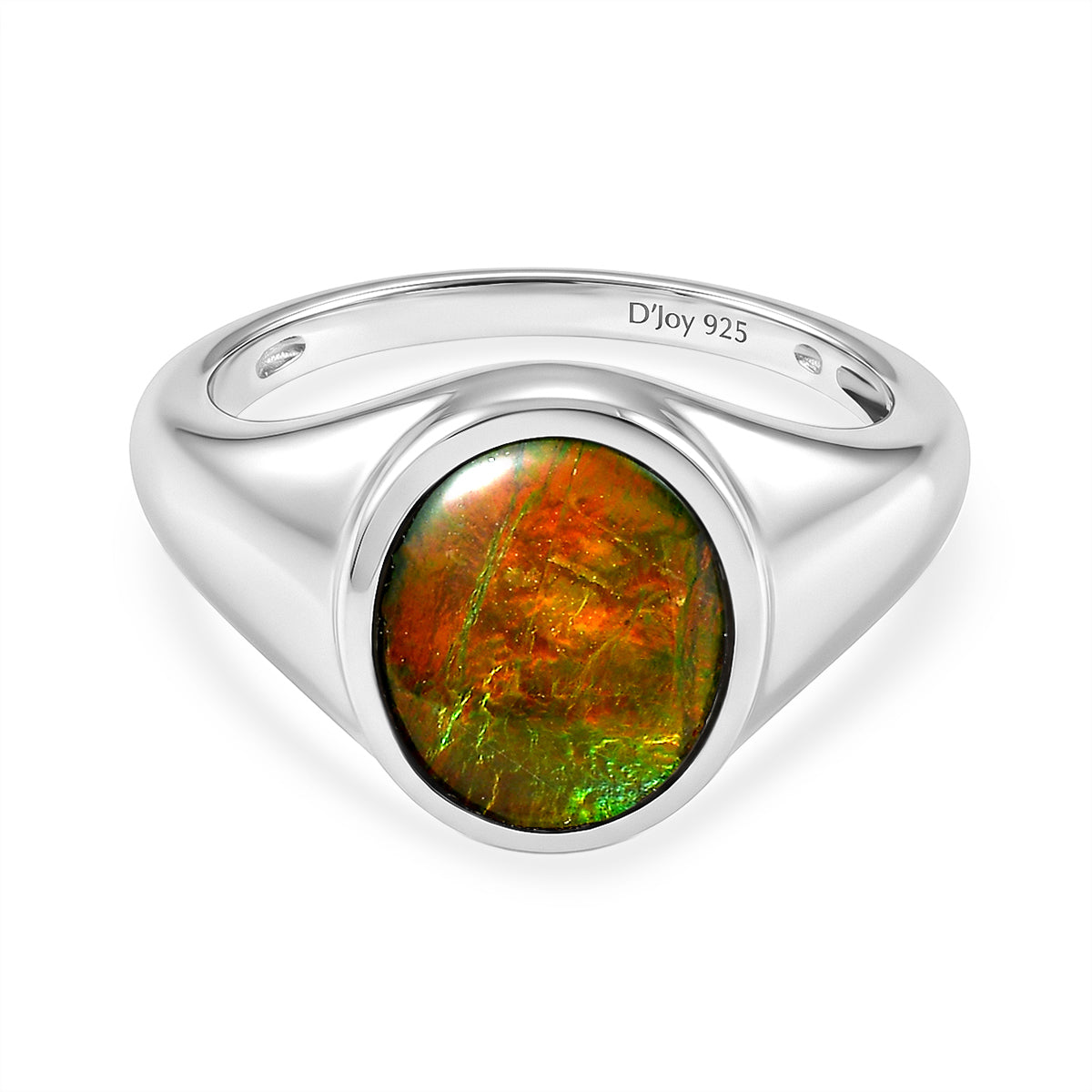 D'Joy - Ammolite Solitaire Ring in Rhodium Overlay Sterling Silver 2.54 Ct. 8557052 0