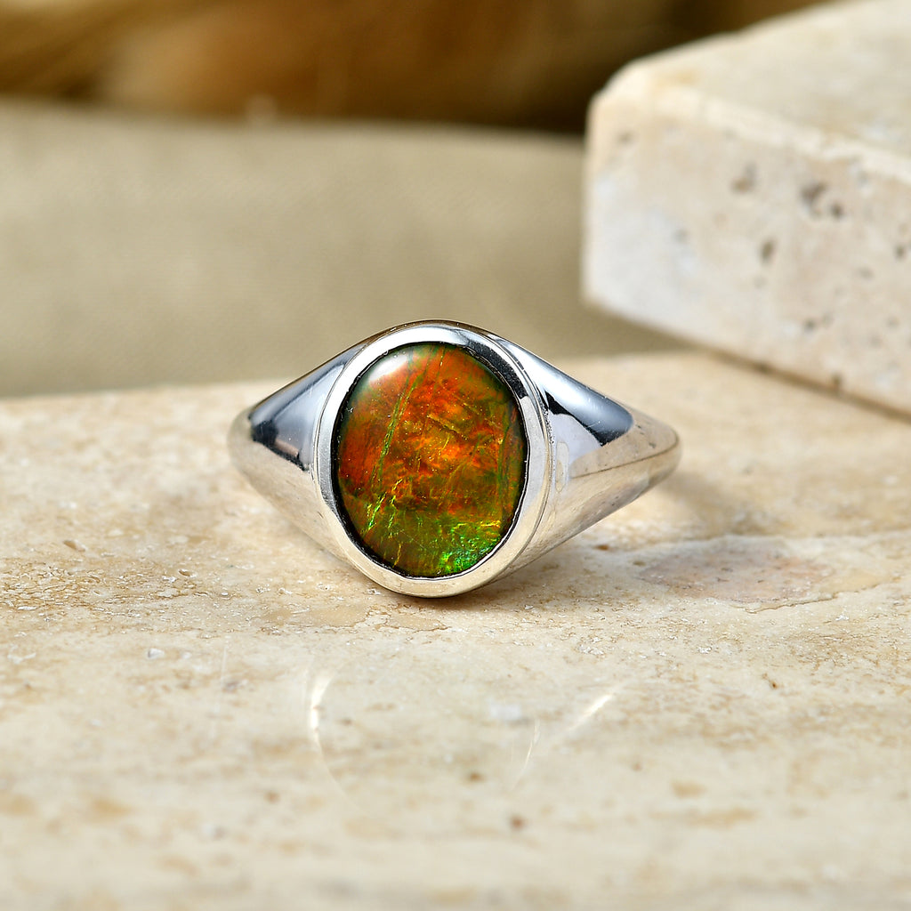 D'Joy - Ammolite Solitaire Ring in Rhodium Overlay Sterling Silver 2.54 Ct._8557052_2