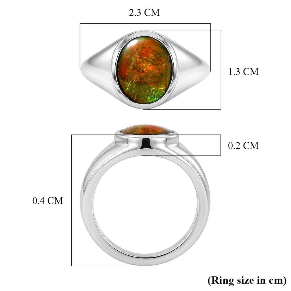 D'Joy - Ammolite Solitaire Ring in Rhodium Overlay Sterling Silver 2.54 Ct._8557052_5