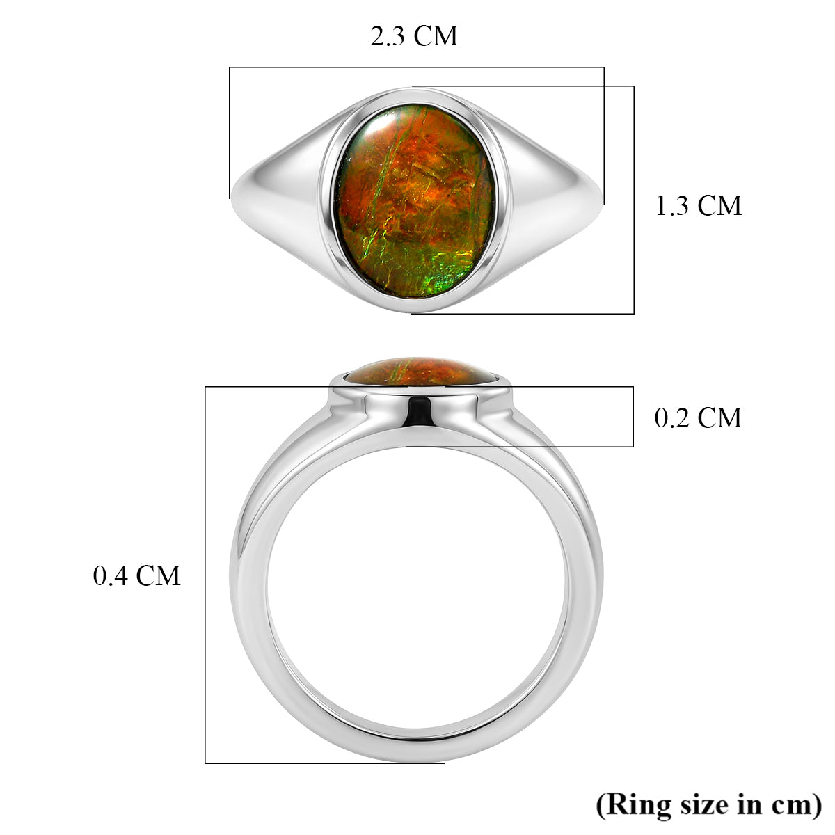 D'Joy - Ammolite Solitaire Ring in Rhodium Overlay Sterling Silver 2.54 Ct. 8557052 6