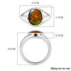 D'Joy - Ammolite Solitaire Ring in Rhodium Overlay Sterling Silver 2.54 Ct._8557052_5
